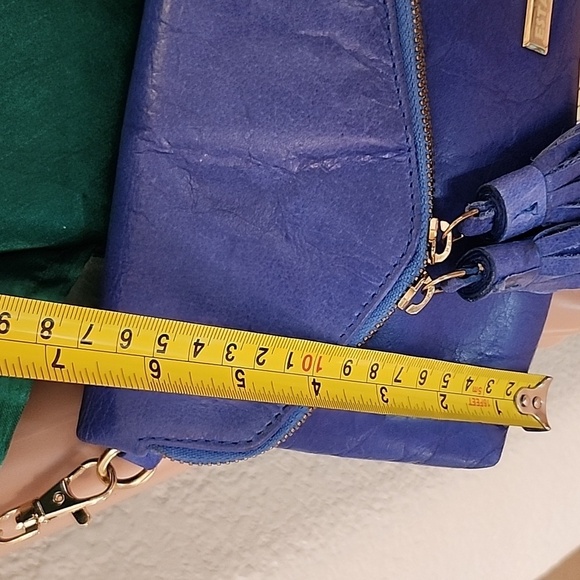 Estelon Electric Blue Leather Crossbody/Wristlet/ Clutch with Tassels EUC - Picture 13 of 14